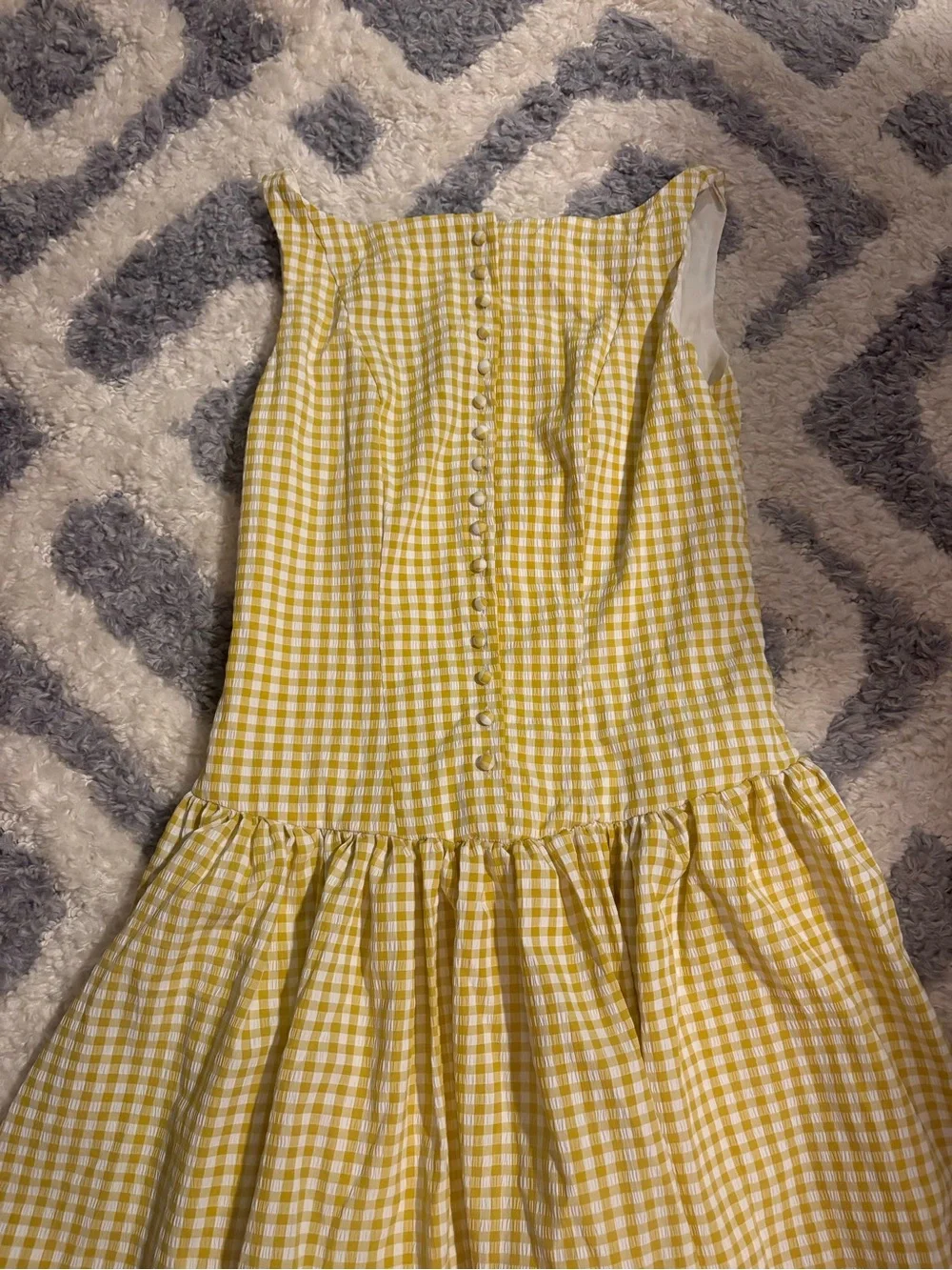 Yellow Gingham Button-Front Sundress, fits like a medium